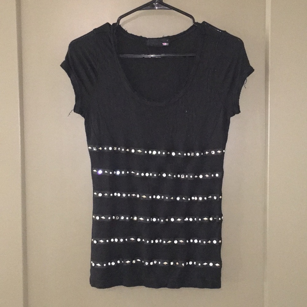Black tee with gem detailing